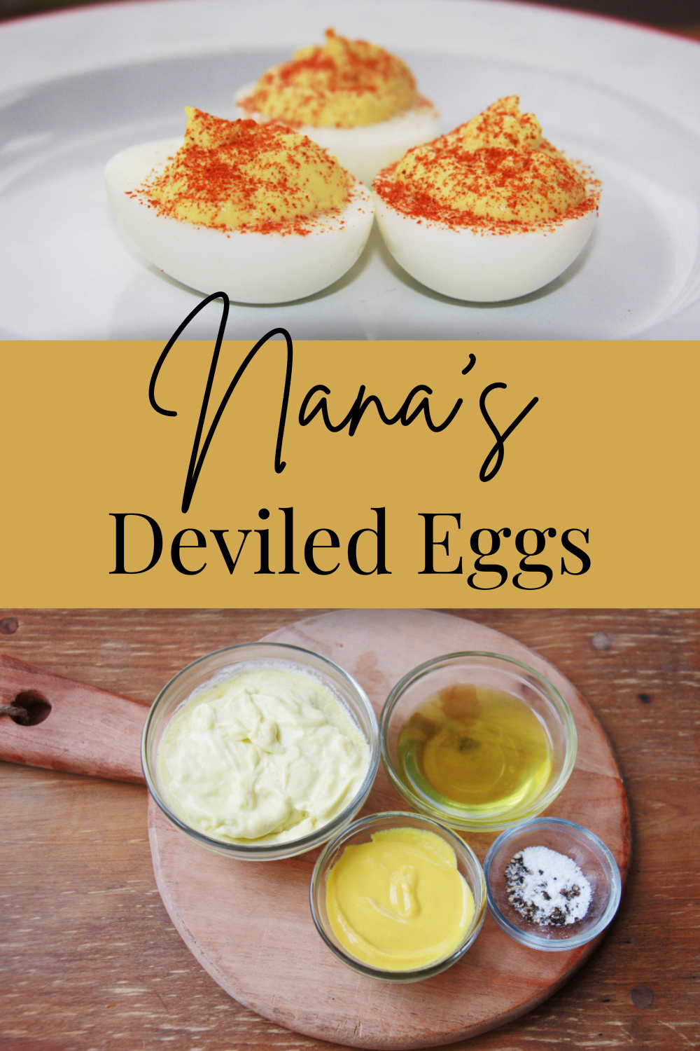 Nana's Deviled Eggs- Easy & Delicious! #Deviledeggs #recipe #easyrecipe #appetizers #easyanddelicious #foodie